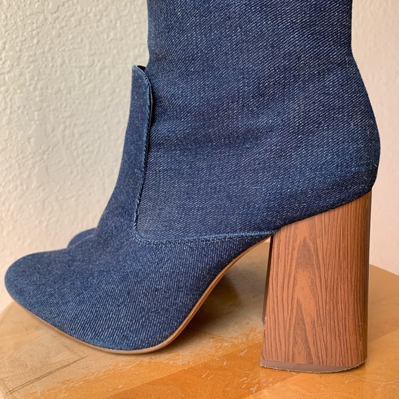 Denim Zara Booties with Wooden Heel - Picture 5 of 7